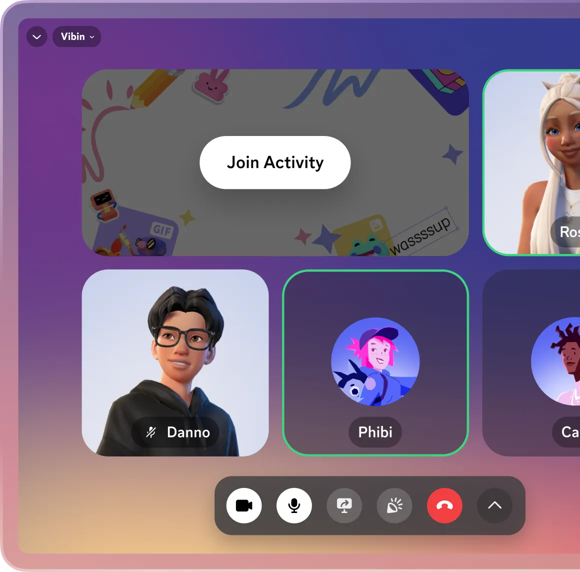 Discord VR experience and video calling interface